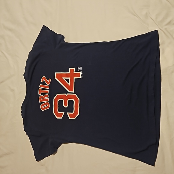 Boston Red Sox Big Papi David Ortiz T-Shirt #34 Spell Out Navy Majestic - Picture 2 of 3